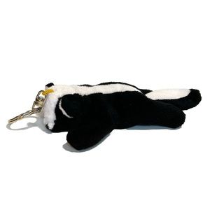 Vintage CAP Toys Plush Skunk Squirrel Keychain Stuffed Animal Black White Beanie